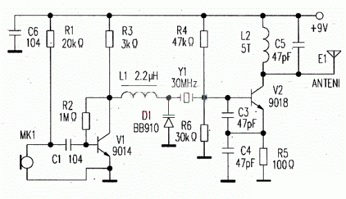 晶振調(diào)頻發(fā)射機(jī)電路